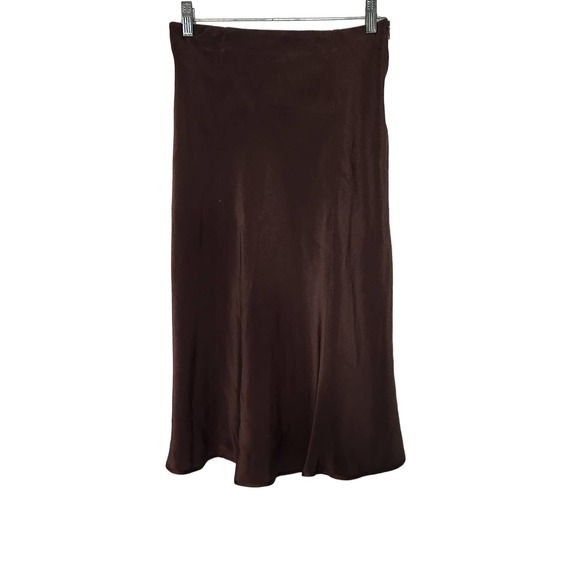Lillie Rubin Dark Brown Silk Skirt 8 - Picture 1 of 4